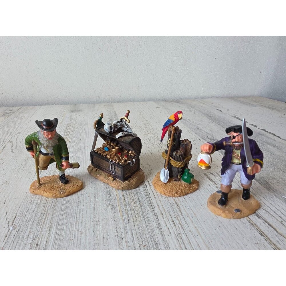 Lemax Pirate treasure chest scurvy parrot Halloween lookout first mate greedy vi